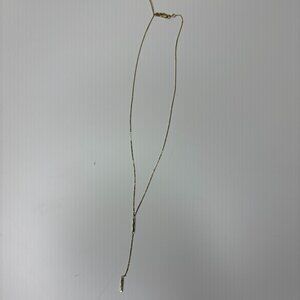 14k Solid Yellow Gold Lariat Y-Shaped Necklace 16-18" EUC